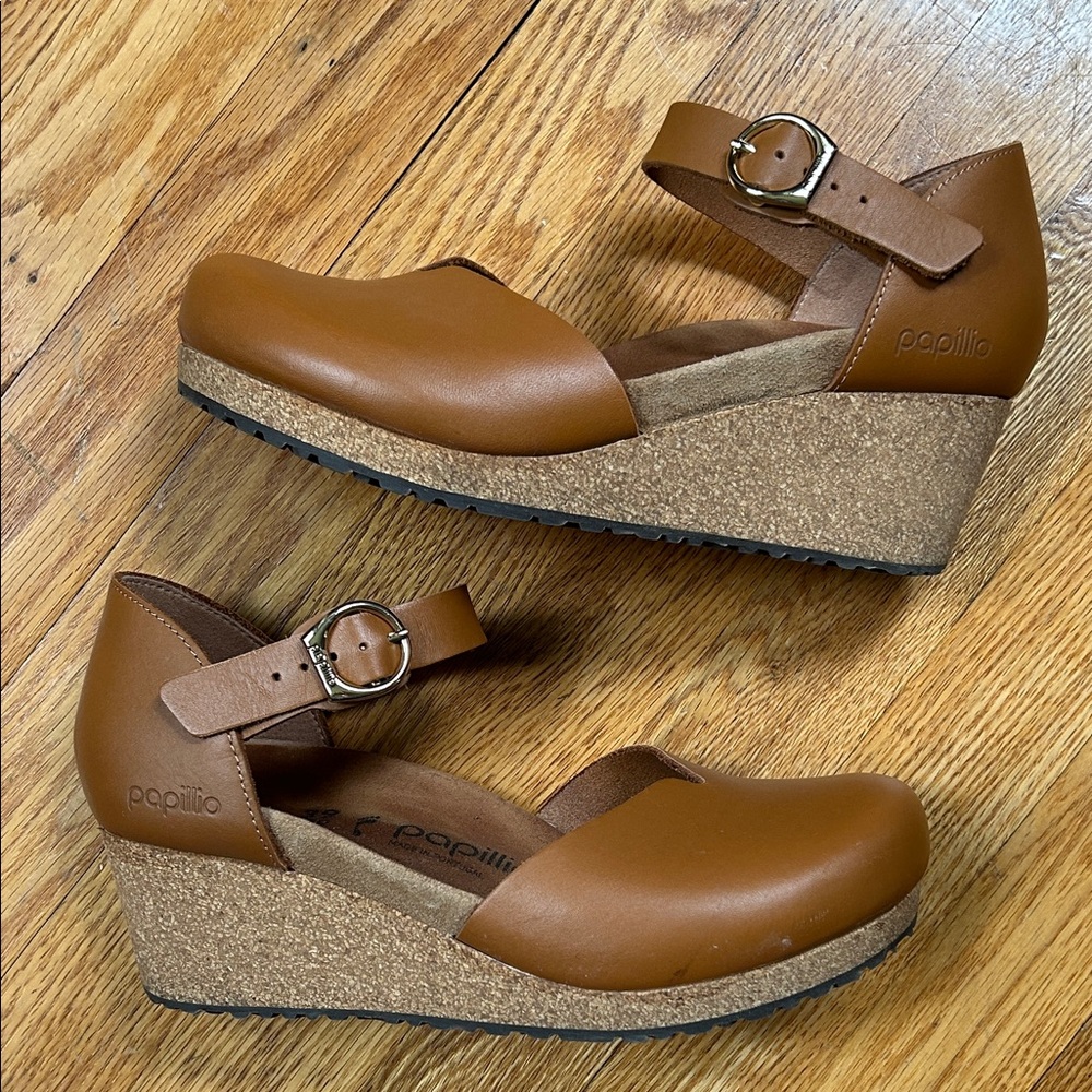 Papillio by Birkenstock Tan Leather Wedge Mary Jane size 39N